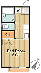 メゾンドエメラルド 2階1Kの間取り