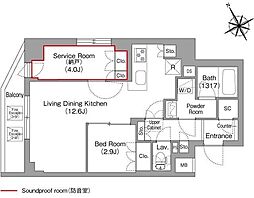 コンフォリア・リヴ平井ＭＵＴＩＯ 2階1SLDKの間取り