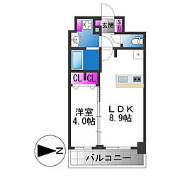 プレリス北巽駅前ラバルス 1LDKの間取図画像