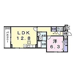リボーン明誠 2階1LDKの間取り