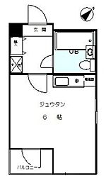 ダイアパレス上野第2 4階ワンルームの間取り
