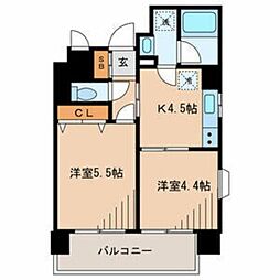 サンクエトワール 7階2Kの間取り