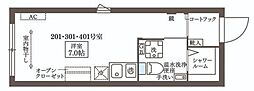 COCOCUBE大井町II ワンルームの間取図画像