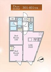エルファーロ中野IX 2LDKの間取図画像
