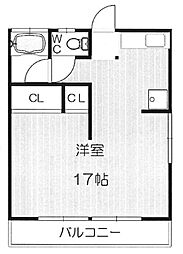 清宮荘 ワンルームの間取図画像