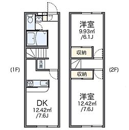 レオパレスかなめ 2DKの間取図画像