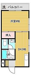 第3小倉コーポ 1DKの間取図画像