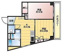 KハイムII 5階2Kの間取り