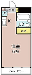 関大前LIFE21 ワンルームの間取図画像