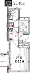 レガリス洗足池 1Kの間取図画像