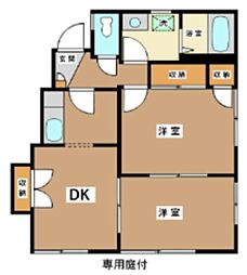 ベルメゾン（東中野） 1階2DKの間取り