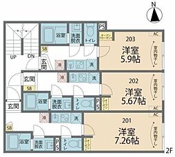 ｅｖｅｒＣｒｅｓｔ赤羽志茂 2階1Kの間取り