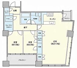パークタワー勝どきサウス 2LDKの間取図画像