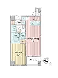 クエスタ高輪 3階1LDKの間取り