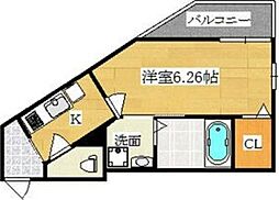 KTIレジデンス深草 1Kの間取図画像
