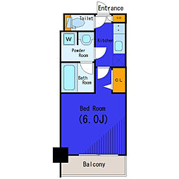 JR山手線 五反田駅 徒歩5分の賃貸マンション 5階1Kの間取り