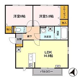 ジュピターA 2LDKの間取図画像