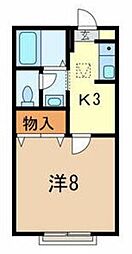 アンジェリーク南浦和 1Kの間取図画像