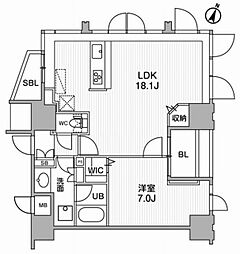 東神田テラスレジデンス 10階1LDKの間取り