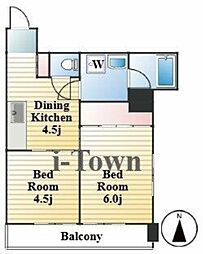 ツインドエルひぐらし 7階2DKの間取り