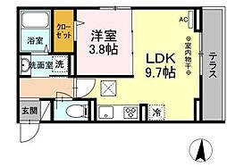 アビタシオン中央林間 1LDKの間取図画像