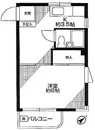 ロイヤルガーデン永福 1Kの間取図画像
