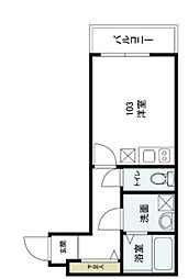 グランディール睦町 3階ワンルームの間取り