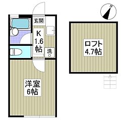 クイーンパレス 1Kの間取図画像
