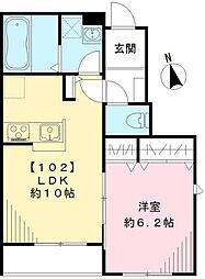 コンフィアンサ 1階1LDKの間取り