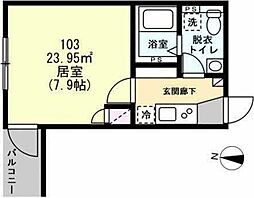 リバティヒルズ 1Kの間取図画像