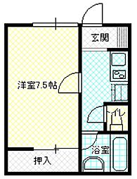 パストラルいしい 1階1Kの間取り