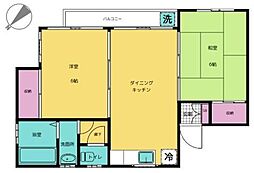 ヒルズ・ソルトーA 2DKの間取図画像