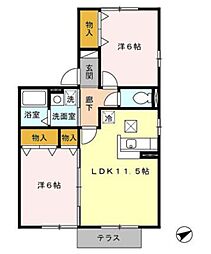グリーンヒルA 2LDKの間取図画像