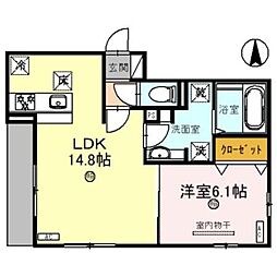 プラザシャルム 1LDKの間取図画像