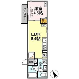 セレスティア関原II 1LDKの間取図画像