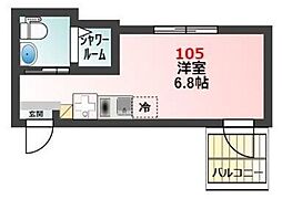 Glanz柳原 ワンルームの間取図画像