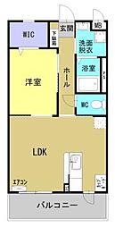 エリゼ南泉田 1LDKの間取図画像
