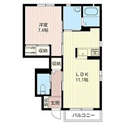 ラ・フルール 1階1LDKの間取り