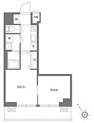 ケーディエックスレジデンス原木中山 2Kの間取図画像