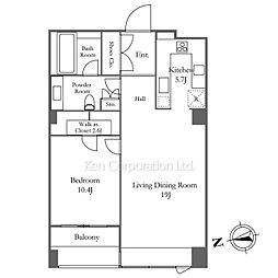 ザ・ウエストミンスター六本木 8階1LDKの間取り