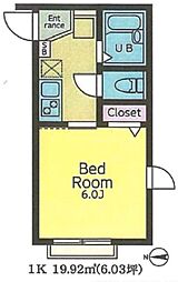 アーク亀有 3階1Kの間取り