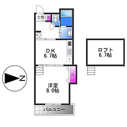 近鉄奈良線 若江岩田駅 徒歩5分の賃貸アパート 3階1DKの間取り