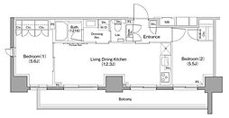 ザ・パークハビオ巣鴨 8階2LDKの間取り
