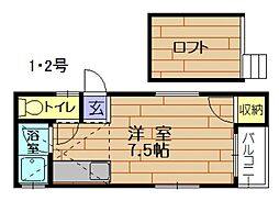 ベストハイム地行 ワンルームの間取図画像