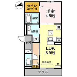 セジュール石田森南 1LDKの間取図画像