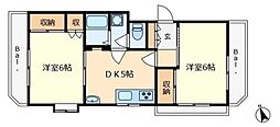 ランドハイム 1階2DKの間取り