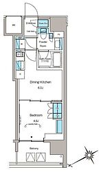 ルフォンプログレ蔵前プレミア 4階1DKの間取り