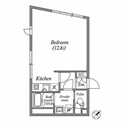 リヴァートシーズン南台 3階ワンルームの間取り