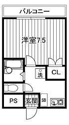 シャー平和島 1Kの間取図画像