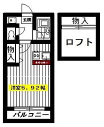 ロワジール貫井C 1階ワンルームの間取り